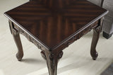 Traditional Ornate Detailing Dark Cherry Finish Wood End Table T2574P164758