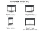 Artisan-Crafted Wave-Pattern Demi-Lune Console Table with Dark Gray Finish,Unique Half Moon Design 68908994