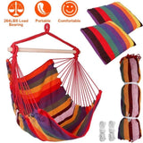 Hammock Hanging Canvas Porch Patio Swing Seat Portable Camping Rope Seat Wooden Stick Hammock 93130373