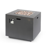 33" Outdoor Iron Square Propane Fire Pit, Tank Inside, Brushed Brown - 50,000 BTU 62837.00BRN-50K