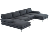 280*130*85 U-Shaped 4-Seat Linen Seat Frame Wooden Frame Back Iron Frame Silver Feet Indoor Modular 62447468