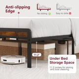 Full Size Metal Platform Bed Frame with Adjustable Upholstered Headboard, Charging Station, LED W1903P195321