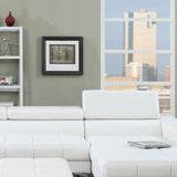 ZNTS Bonded Leather Sectional Sofa with Adjustable Headrest in White B01682395