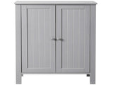 Grey painted MDF bathroom tall cabinet, double-door, vertical ribbed design, 23.6*11.8*31.5in 34325647