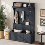 ZNTS Hall Tree with Storage Bench, Entryway Bench with Drawer and 5 Hooks, Coat Rack with Display Shelf 69621217