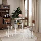 3-Piece Bar Table Set with 2 Bar Stools Modern Pub Table with Backrests & Storage Shelf W578P303852