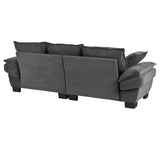 U-Style 85.4" Modern Curved Sofa, Back Upholstered Couch with 2 Decorative Throw Pillows, Corduroy N711P192059E