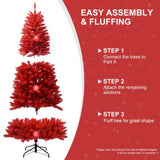 Artificial 6ft Red Christmas Tree with 804 PVC Branch Tips, Hinged Premium & Foldable Base for 90920459