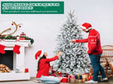 7 FT Snow Flocked Pre-lit Artificial Pencil Christmas Tree, Hinged Xmas Pine Tree with 1100 Branch 39284790