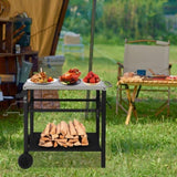 Stainless Steel Flattop Grill Cart, Movable BBQ Trolley Food Prep Cart, Multifunctional Worktable 87068651