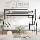 Heavy Duty Twin-Over-Full Metal Bunk Bed, Easy Assembly with Enhanced Upper-Level Guardrail, Black W84056876