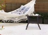 Outdoor Wicker Side Table, Rattan End Table with Glass Top, Patio Coffee Bistro Table for Indoor 91766785