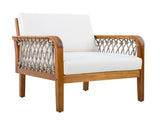 Outdoor Acacia Wood Club Chair with Handwoven Rope, Teak Finish N768P363953T