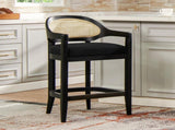 Americana Mid-Century Modern 26" Cane Back Counter Stool, Jet Black Woven B2719P238382