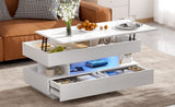 U-Can Lift-Top Coffee Table with 2 Drawers, Modern Coffee Table with Adequate Hidden Compartment, N724P290058K