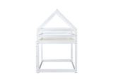 Twin over Twin Rubber Wood Floor Bunk Bed, with ladder,Guardrails,House-Shaped-Bunk Bed,White W504P206864