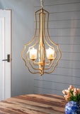 4 - Light Metal Chandelier, Hanging Light Fixture with Adjustable Chain for Kitchen Dining Room W2078138931