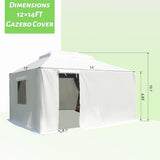 ZNTS 12'x14' Gazebo Cover for Hardtop Gazebos, Outdoor Universal Winter Gazebo Cover with Sidewalls and W1859P227653