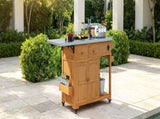 59.9''L Outdoor Gill Kitchen Cart, Solid Wood Kitchen Island with Extendable Stainless Steel N717P507994A