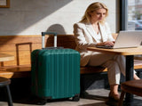 ABS Trolley Case 20in 24in 28in 3PCS Suitcase Set Vertical Striped Frosted Case Suitcase Dark Green 24610755