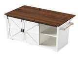 K&K 72" Farmhouse Kitchen Island with Fridge Storage Space & Power Outlet, Rolling Coffee Bar 61870382