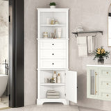 ZNTS White Triangle Tall Cabinet with 3 Drawers and Adjustable Shelves for Bathroom, Kitchen or Living 24582077