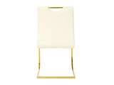 Modern Light Yellow PU dining chair Living room chair Upholstered chair, gold metal chair leg W210P179895
