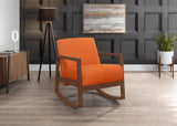 ZNTS 1pc Rocker Accent Chair Modern Living Room Plush Cushion Orange Soft Upholstery Hardwood Frame B011126014