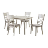 ZNTS Antique White Finish 5pc Dining Set Rectangular Table and 4 Side Chairs Wooden Dining Kitchen B011P170679