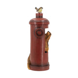 ZNTS 16.2x11x26.8" Red Fire Hydrant Water Fountain with Dog Bird Accents, Outdoor Fountian with Light W2078P178884