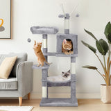 ZNTS 57 inch Cat Tree Cat Tower for Indoor Cats, Cat House with Padded Platform Bed, Toy Balls, Large 42828232