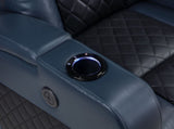 Alair Blue & Black Leather Aire Power Motion Recliner W/Bluetooth, Wireless Charger & Cupholder B2726P321025