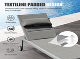 Outdoor Patio Chaise Lounge Set of 3, Aluminum Pool Lounge Chairs with Side Table and Wheels, W1859P172270