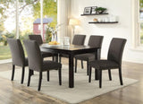 ZNTS Dining Room Chairs Ash Black Polyfiber Nail heads Parson Style Set of 2 Side Chairs Dining Room B01153265