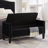 Upholstered Tufted Button Storage Bench with nails trim,Entryway Living Room Soft Padded Seat with W2186139086
