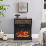 25 inch Stand Side Table with 3-Sided glass Electric Fireplace W1769134114