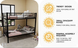 Twin Over Twin Metal Bunk Bed for Kids Boys Girls,Metal Structure Bedframe with Ladders & W1935P279723