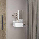 Vienna 23.6" Wide 3-Tier Shelf Floating Mirror Console Table, Full Extension Drawer White B070P242498