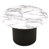 47 Round Dining Table for 4, Imitation White Marble Grain MDF Tabletop Modern Kitchen Table, 47 W1164P225840
