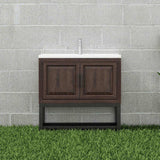 36" Bathroom Vanity White Ceramic Sink & Hot and Cold Faucet , Freestanding Bathroom Cabinet W688P224383