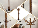 Freestanding Wooden Coat Rack, Vintage Natural Birch Wood Coat Tree with Hooks, Sturdy Hall Tree for 78593555