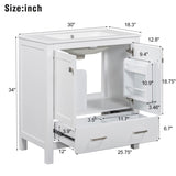 ZNTS 30" White Bathroom Vanity Single Sink, Combo Cabinet Undermount Sink, Bathroom Storage Cabinet WF324043AAK