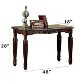 ZNTS Traditional Espresso Solid wood Sofa Table Faux Marble Top Intricate design Living Room Furniture B01151377