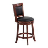 Comfortable Swivel Counter Height Chair 1pc Dark Cherry Finish Faux Leather Upholstery Solid Wood B011P238914