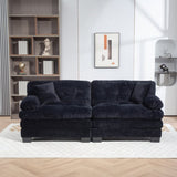 Two-seat Sectional Sofa Modular Deep Seat Sofa Couch Chenille Sofa Sleeper Comfy Upholstered W676P278756