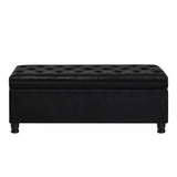 Upholstered tufted button storage bench ,Faux leather entry bench with spindle wooden legs, Bed W2186P151305