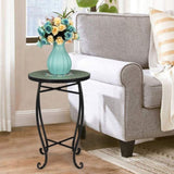 Mosaic Round Terrace Bistro Table Green Flowers Mosaic 27524992