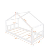 Twin Size House Bed Wood Bed, White N708P182785K