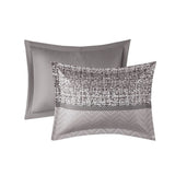 7 Piece Jacquard Comforter Set Grey/Taupe Queen B03596938