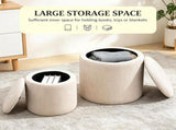 Cream White 2-Piece with Storage Stool, Removable Wood Lid, Hidden Space 69802650